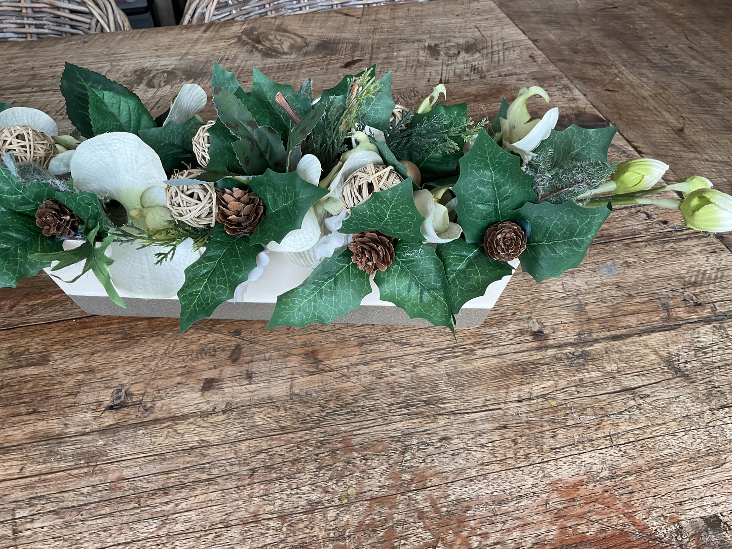 Rechthoekige pot met orchidee