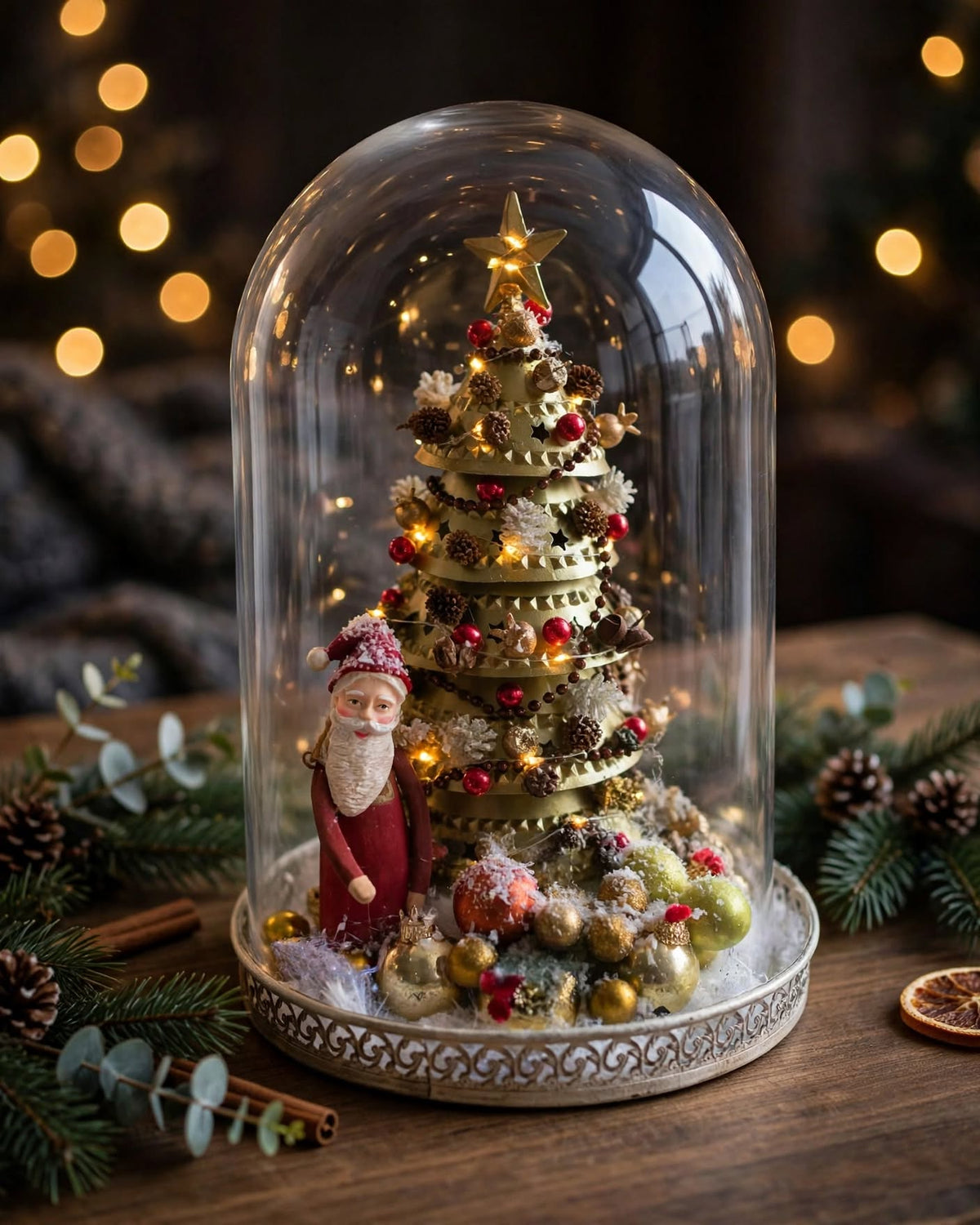 Glazen stolp met kerstlandschap