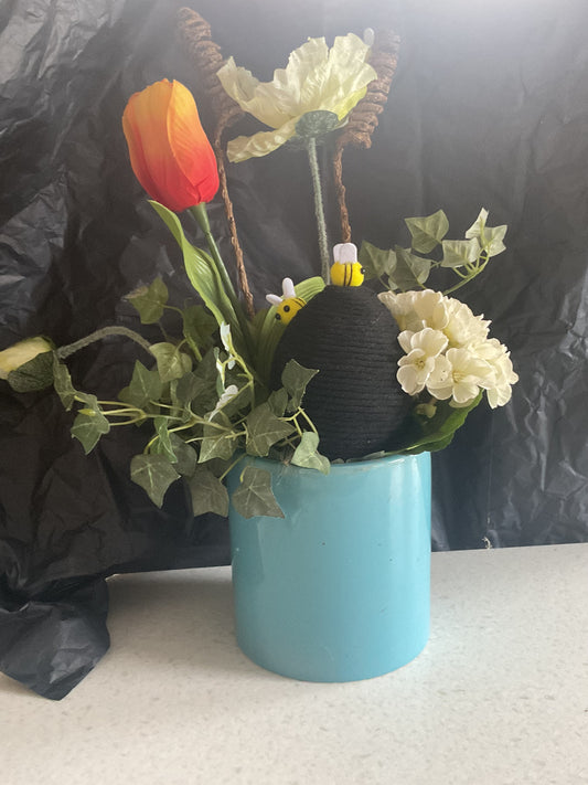 Zomerpot fuchsia 40 cm met zomers bloemenmengsel